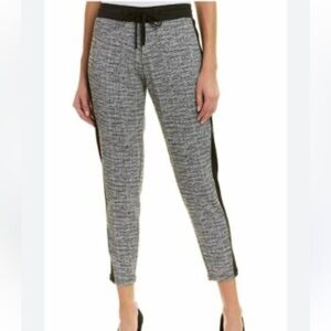 HUE TUXEDO STRIPING LUX GRAY TWEED PATTERNED PULL ON PANT LEGGINGS SZ L